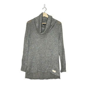 DKNY Sweater Womens Small S Gray Cowl Neck‎ High Low Long Sleeve Side Slits